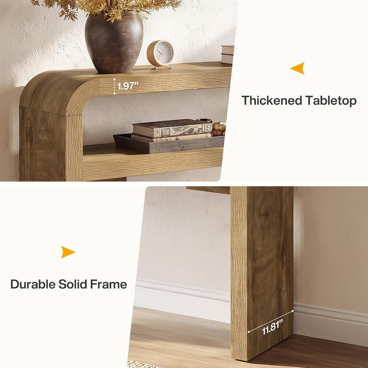 Tribesigns Mesa consola estrecha de 160 cm, 30 cm de profundidad con 2 estantes