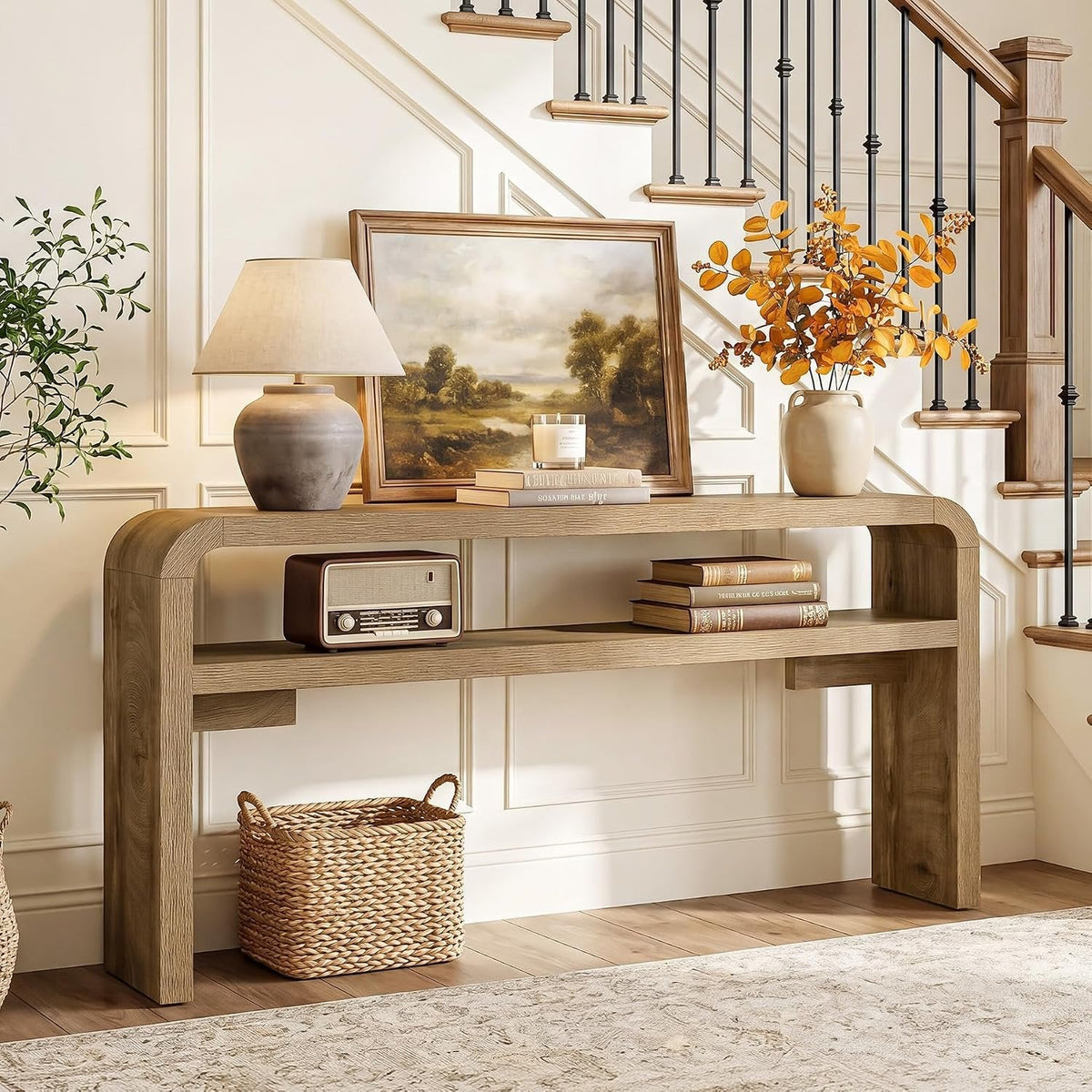Tribesigns Mesa consola estrecha de 160 cm, 30 cm de profundidad con 2 estantes