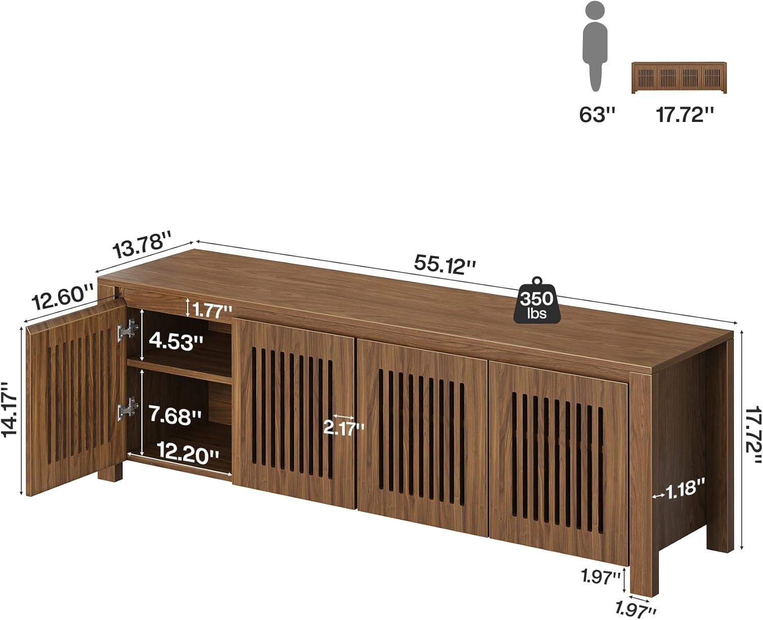 Tribesigns Mueble para TV 140 x 35 x 51 cm, Mueble bajo independiente con 8 compartimentos de almacenamiento