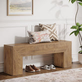 Tribesigns Banco de recibidor de 120 cm, Banco zapatero estilo rústico Marrón natural Banco de cama para interiores 3