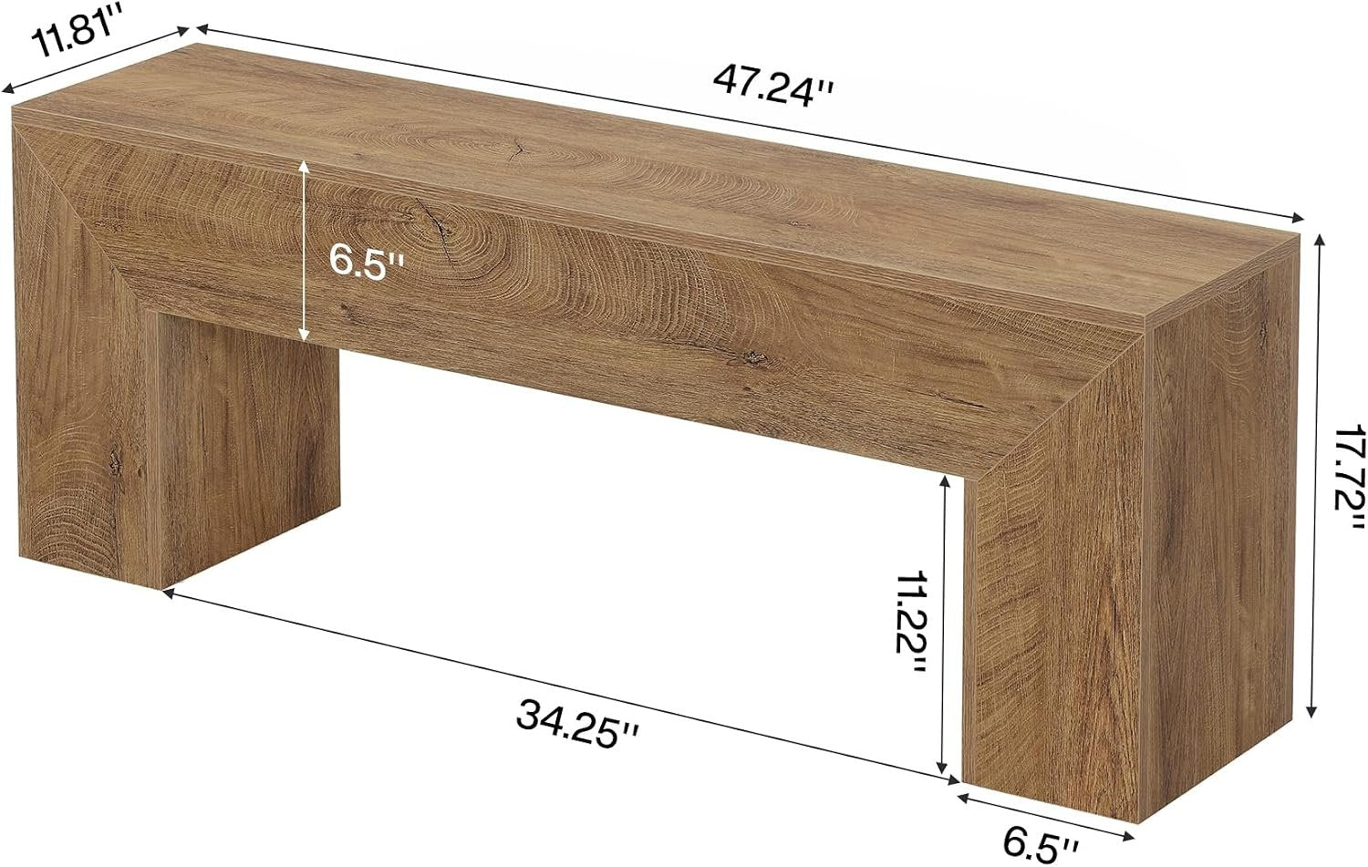 Tribesigns Banco de recibidor de 120 cm, Banco zapatero estilo rústico Marrón natural Banco de cama para interiores