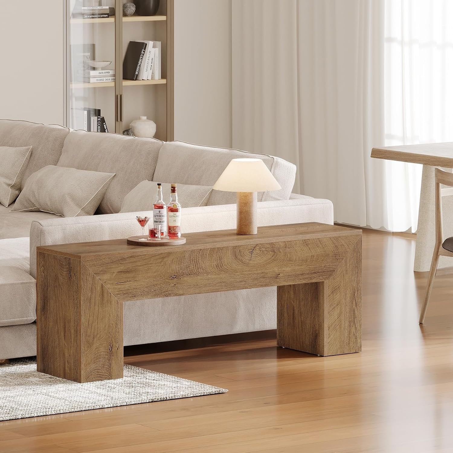 Tribesigns Banco de recibidor de 120 cm, Banco zapatero estilo rústico Marrón natural Banco de cama para interiores