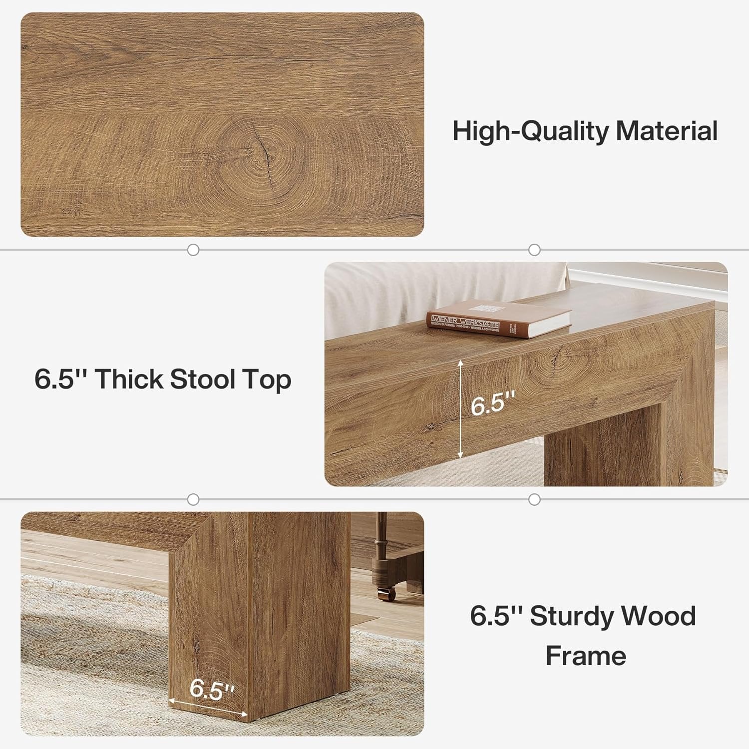 Tribesigns Banco de recibidor de 120 cm, Banco zapatero estilo rústico Marrón natural Banco de cama para interiores