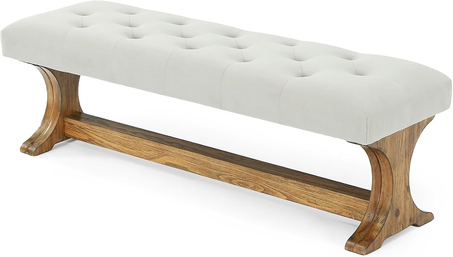 Banco tapizado de 140 cm de madera maciza, Estilo rústico ideal para recibidor, salón o pasillo