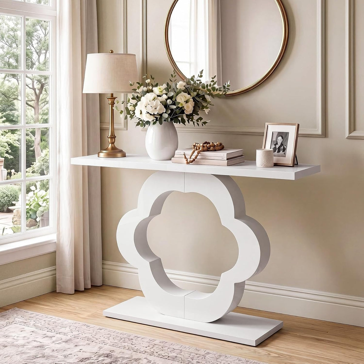 Tribesigns Mesa consola de 100 cm, Mesa estrecha para recibidor en blanco brillante 30 cm de profundidad