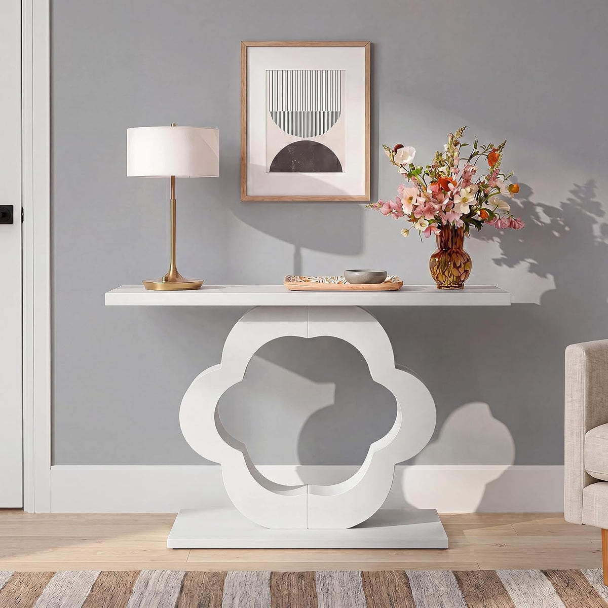 Tribesigns Mesa consola de 100 cm, Mesa estrecha para recibidor en blanco brillante 30 cm de profundidad