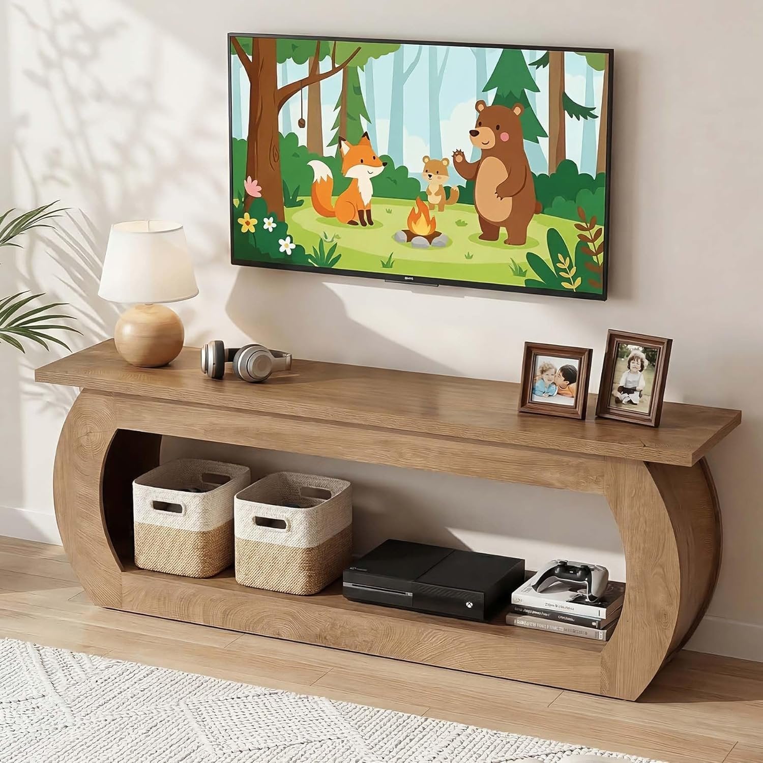 Tribesigns Mueble para TV para silla de TV de 165 cm, Centro multimedia de madera con almacenamiento, consola de TV de estilo rústico