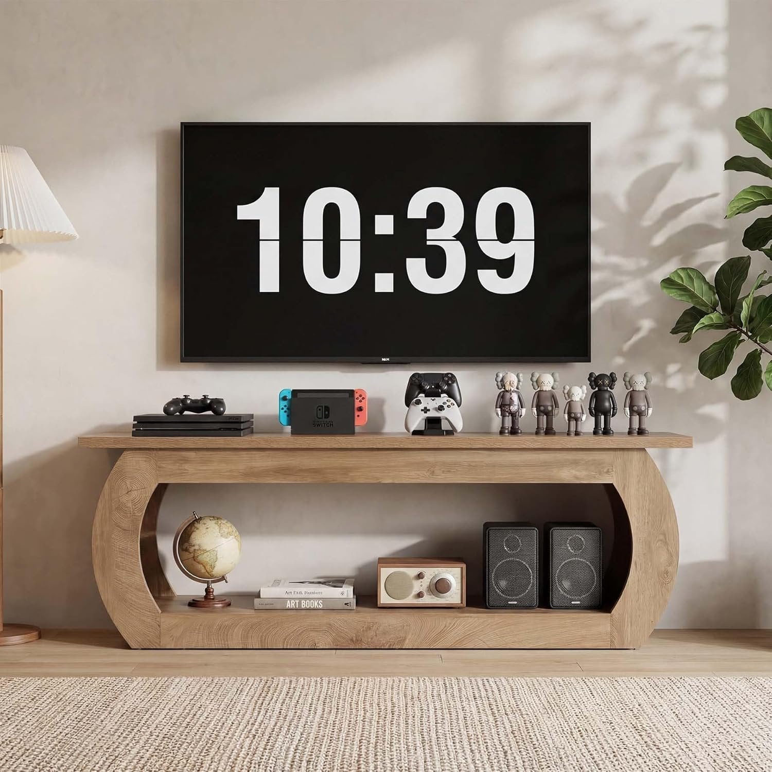 Tribesigns Mueble para TV para silla de TV de 165 cm, Centro multimedia de madera con almacenamiento, consola de TV de estilo rústico