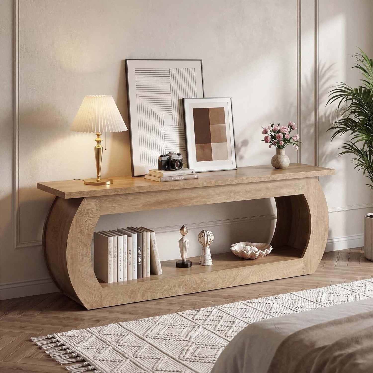 Tribesigns Mueble para TV para silla de TV de 165 cm, Centro multimedia de madera con almacenamiento, consola de TV de estilo rústico