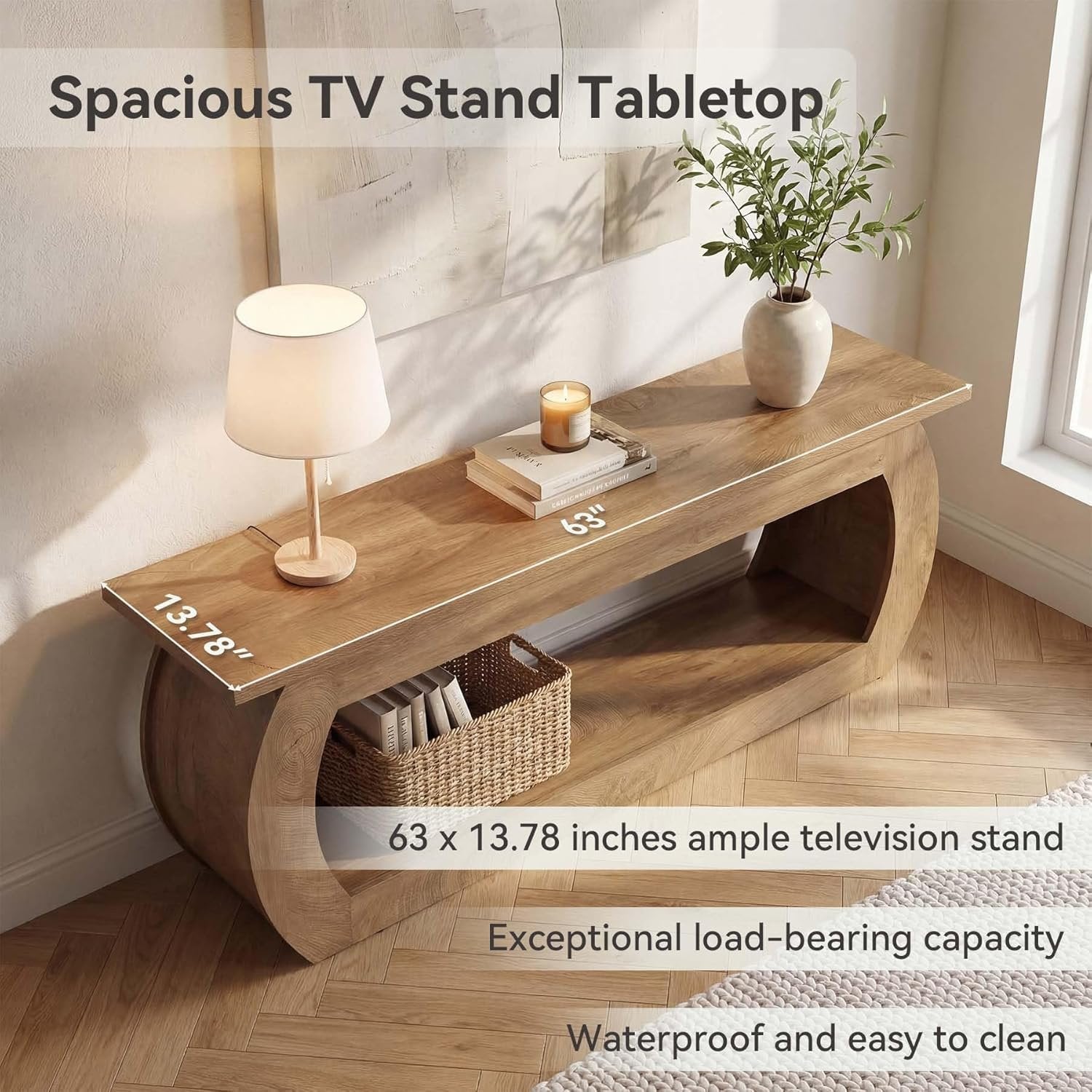 Tribesigns Mueble para TV para silla de TV de 165 cm, Centro multimedia de madera con almacenamiento, consola de TV de estilo rústico