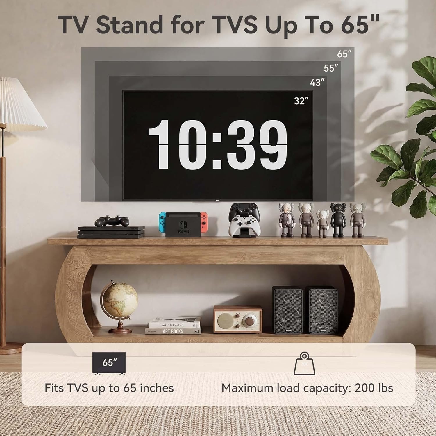 Tribesigns Mueble para TV para silla de TV de 165 cm, Centro multimedia de madera con almacenamiento, consola de TV de estilo rústico