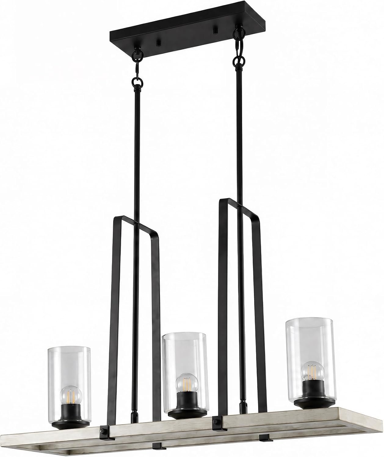 Tribesigns Lámpara de techo colgante vintage color negro de 3 luces, Lámpara de araña con casquillo E27, estilo industrial-moderno