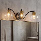 TribesignsAplique de pared moderno  para baño, 3 globos de cristal con marco de metal, regulable, casquillo E27 3