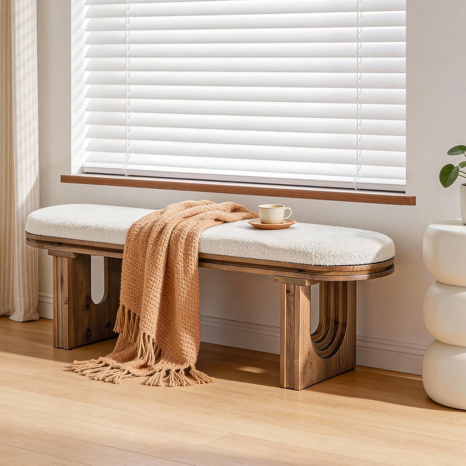 Banco de madera, banco moderno para recibidor, banco para zapatos, 120 x 30 x 45 cm, banco acolchado para recibidor