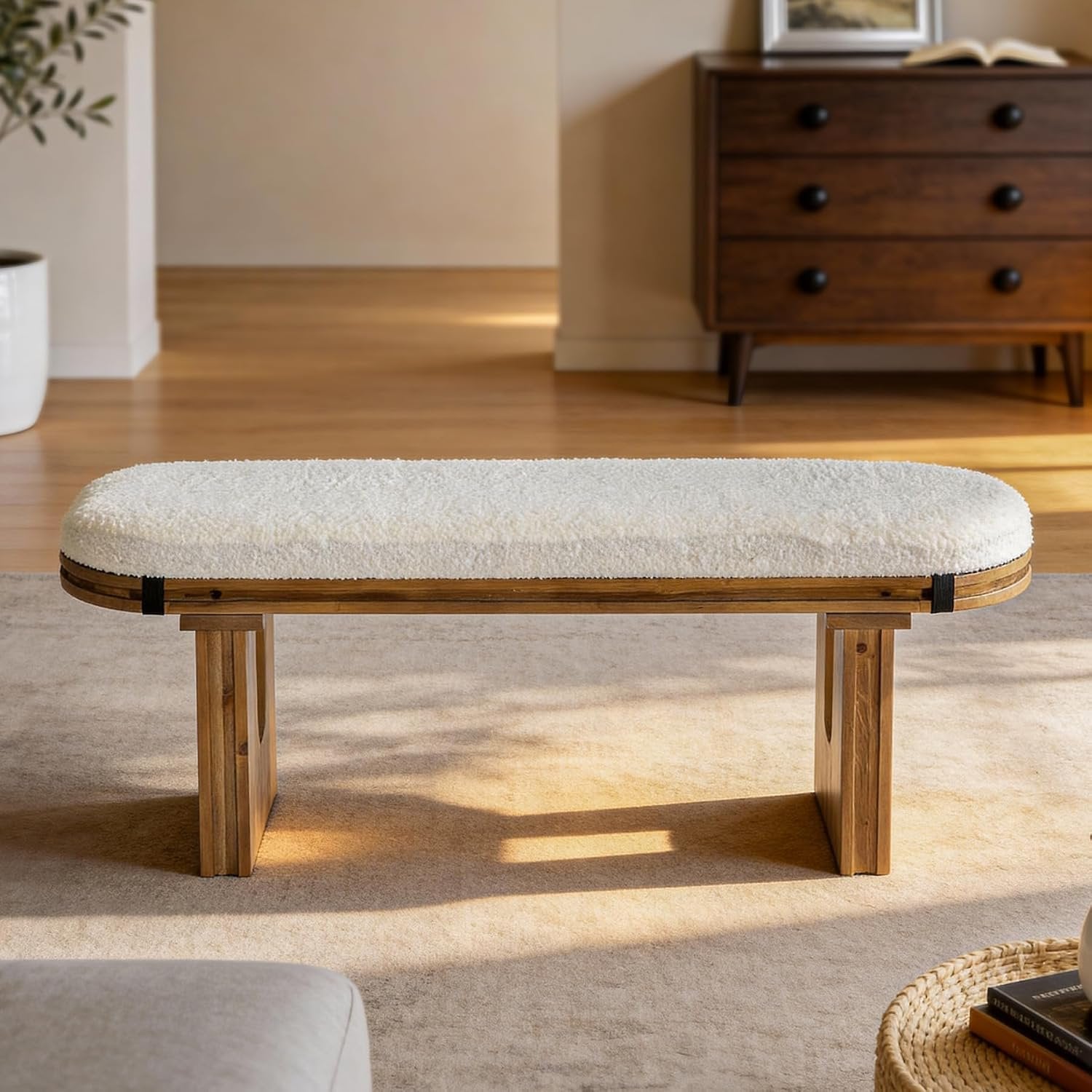 Banco de madera, banco moderno para recibidor, banco para zapatos, 120 x 30 x 45 cm, banco acolchado para recibidor