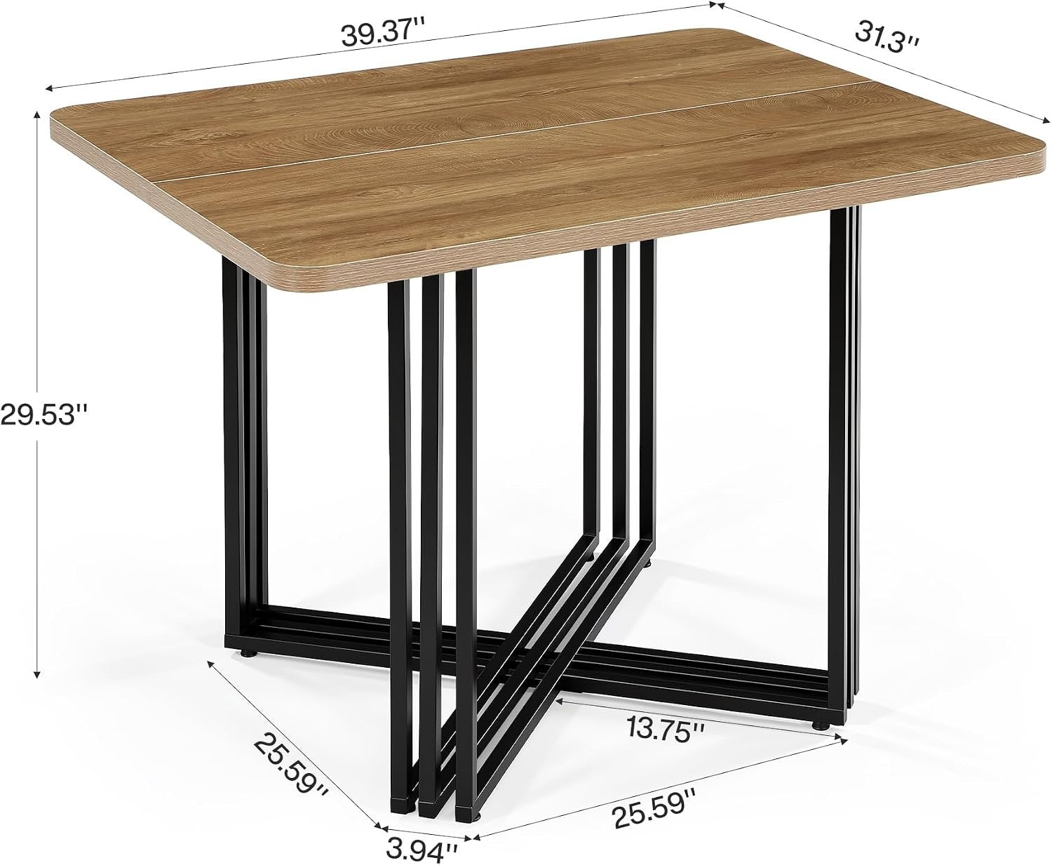 Tribesigns Mesa de comedor para 2 personas, Mesa de comedor industrial de 100 cm, roble, Mesa de comedor, mesa de cocina de madera para comedor
