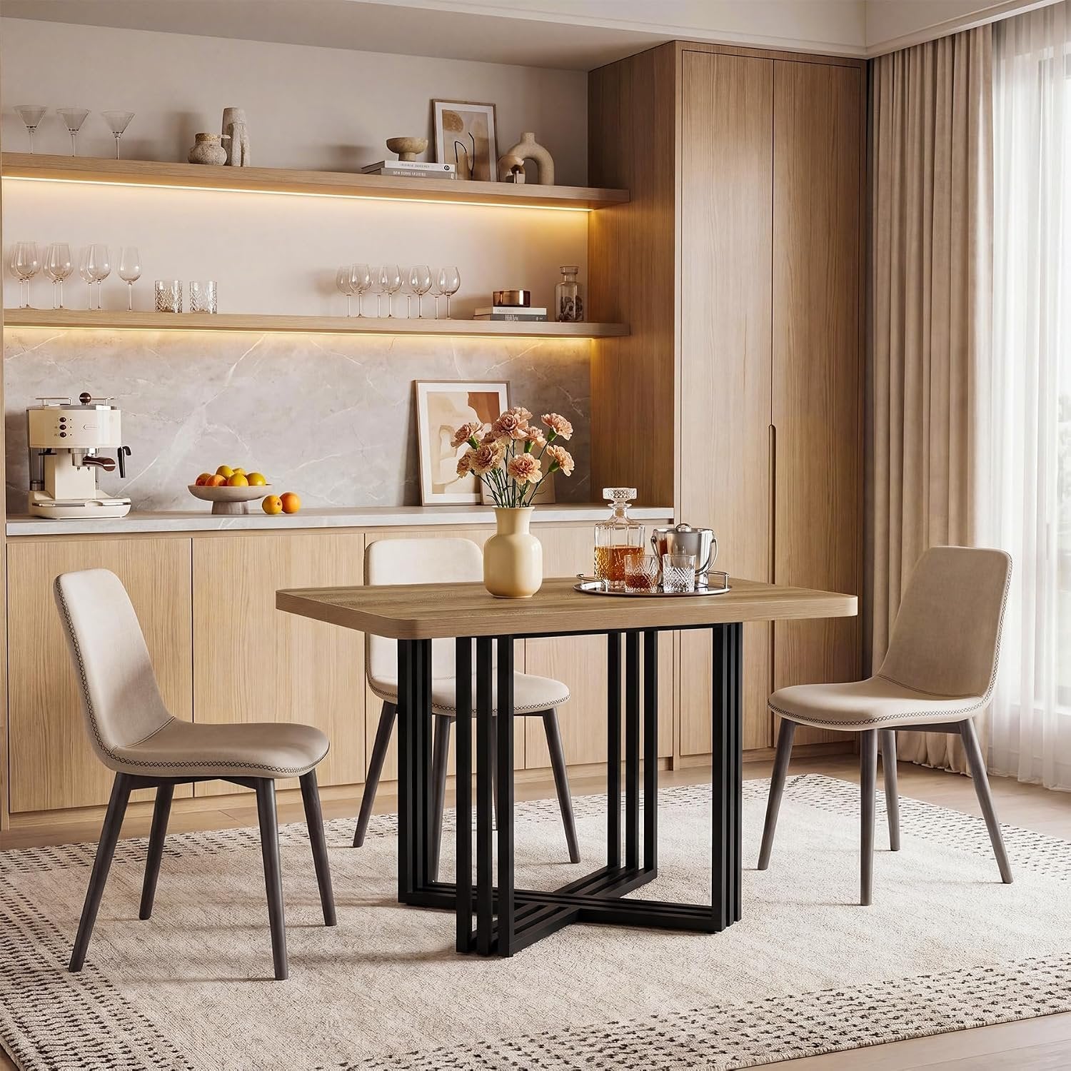 Tribesigns Mesa de comedor para 2 personas, Mesa de comedor industrial de 100 cm, roble, Mesa de comedor, mesa de cocina de madera para comedor