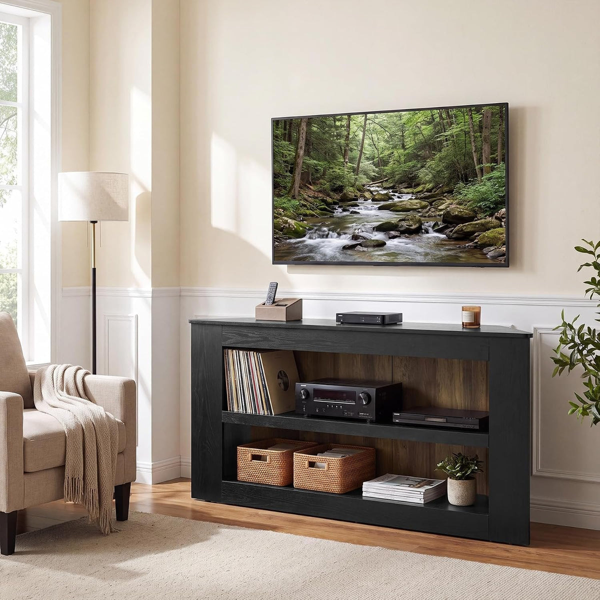 Tribesigns Mueble esquinero para TV de 2 niveles, Mueble para TV trapezoidal