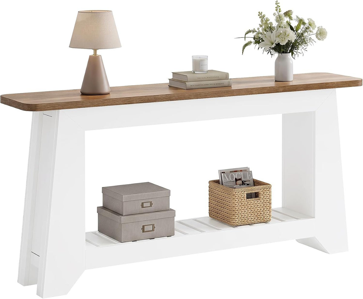 Tribesigns Mesa consola de 160 cm con almacenamiento, Mesa de recibidor rústica moderna