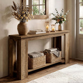 Mesa consola larga y estrecha, 160 cm, estilo casa de campo, mesa de entrada, mesa de pasillo, ideal para colocar detrás del sofá 3