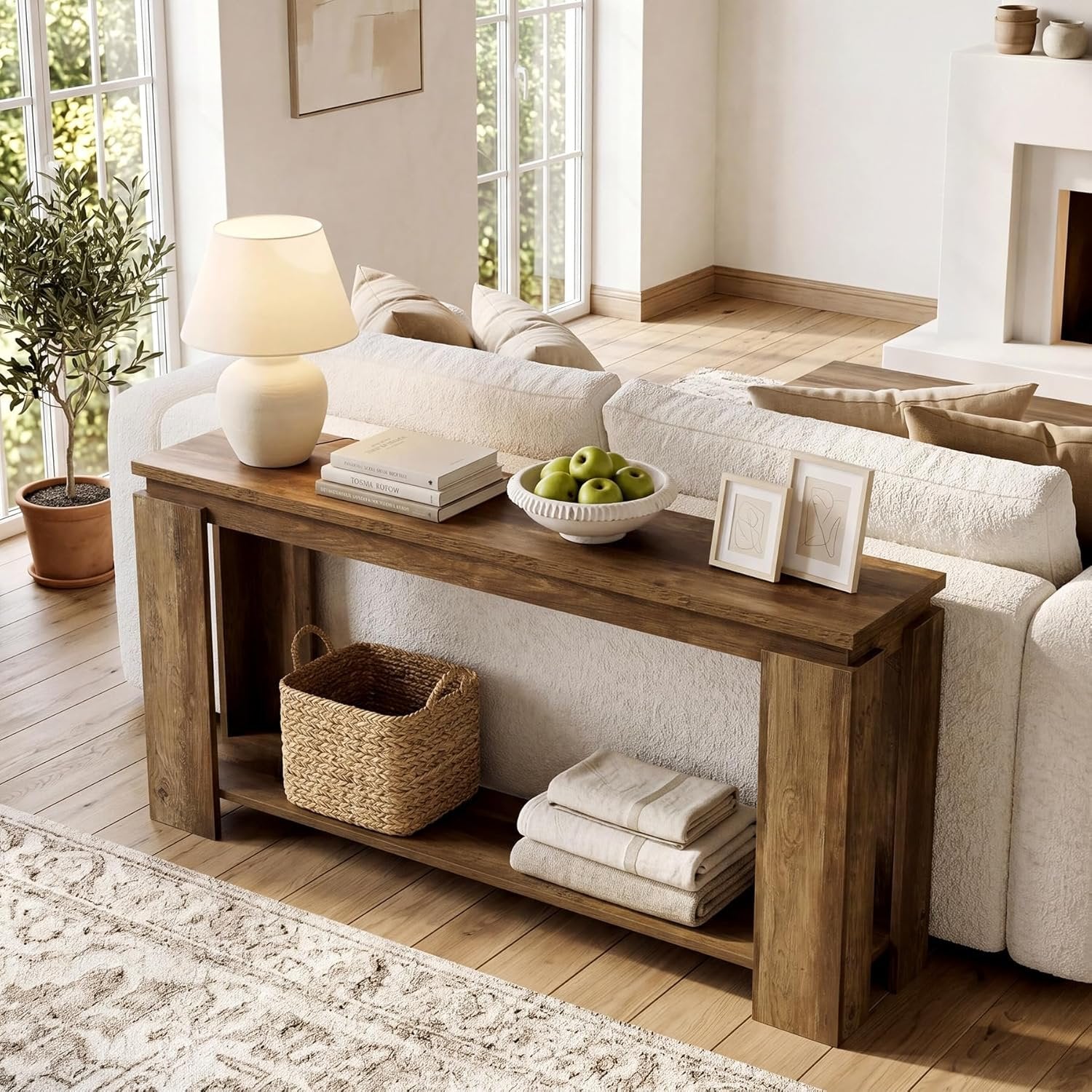 Mesa consola larga y estrecha, 160 cm, estilo casa de campo, mesa de entrada, mesa de pasillo, ideal para colocar detrás del sofá