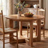 Tribesigns Mesa de comedor redonda de madera maciza100 cm color marrón rústico, patas en forma de X, capacidad para 2-4 personas 3