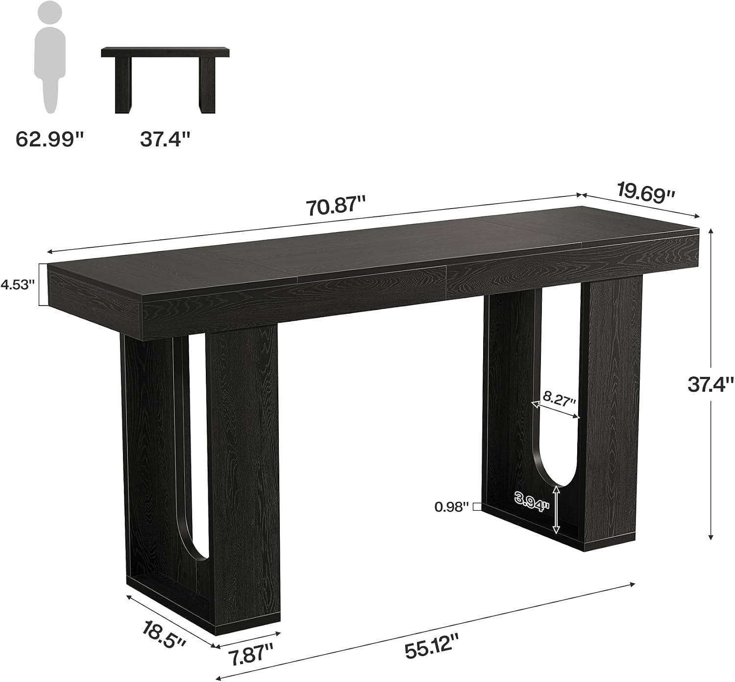Tribesigns Mesa de bar larga de 180 cm, Mesa alta moderna para encimera Encimera de cocina rectangular con patas robustas