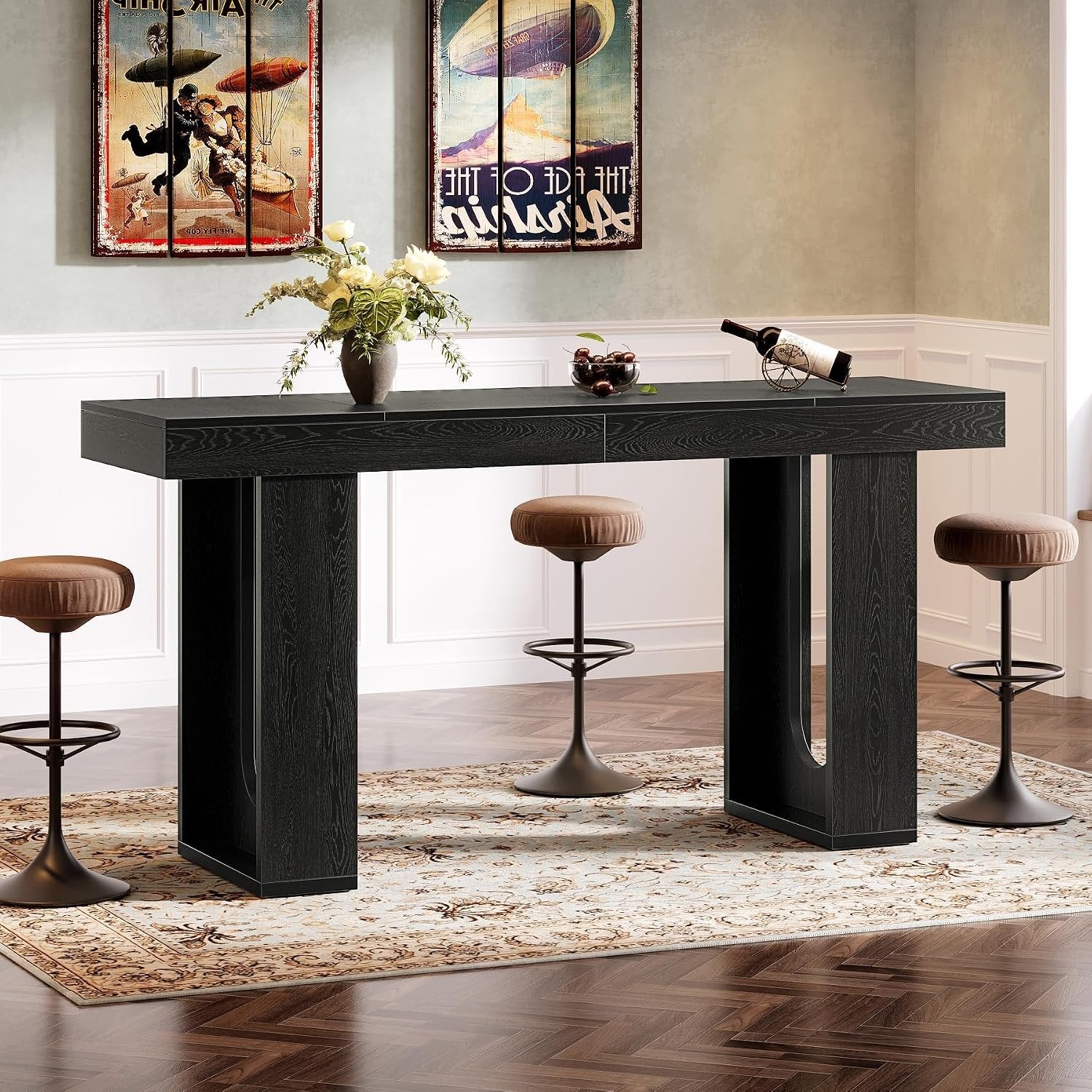 Tribesigns Mesa de bar larga de 180 cm, Mesa alta moderna para encimera Encimera de cocina rectangular con patas robustas