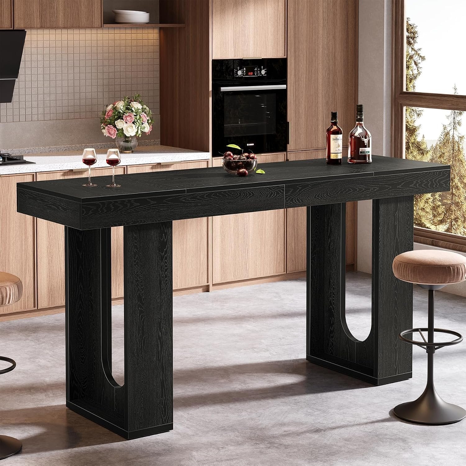 Tribesigns Mesa de bar larga de 180 cm, Mesa alta moderna para encimera Encimera de cocina rectangular con patas robustas