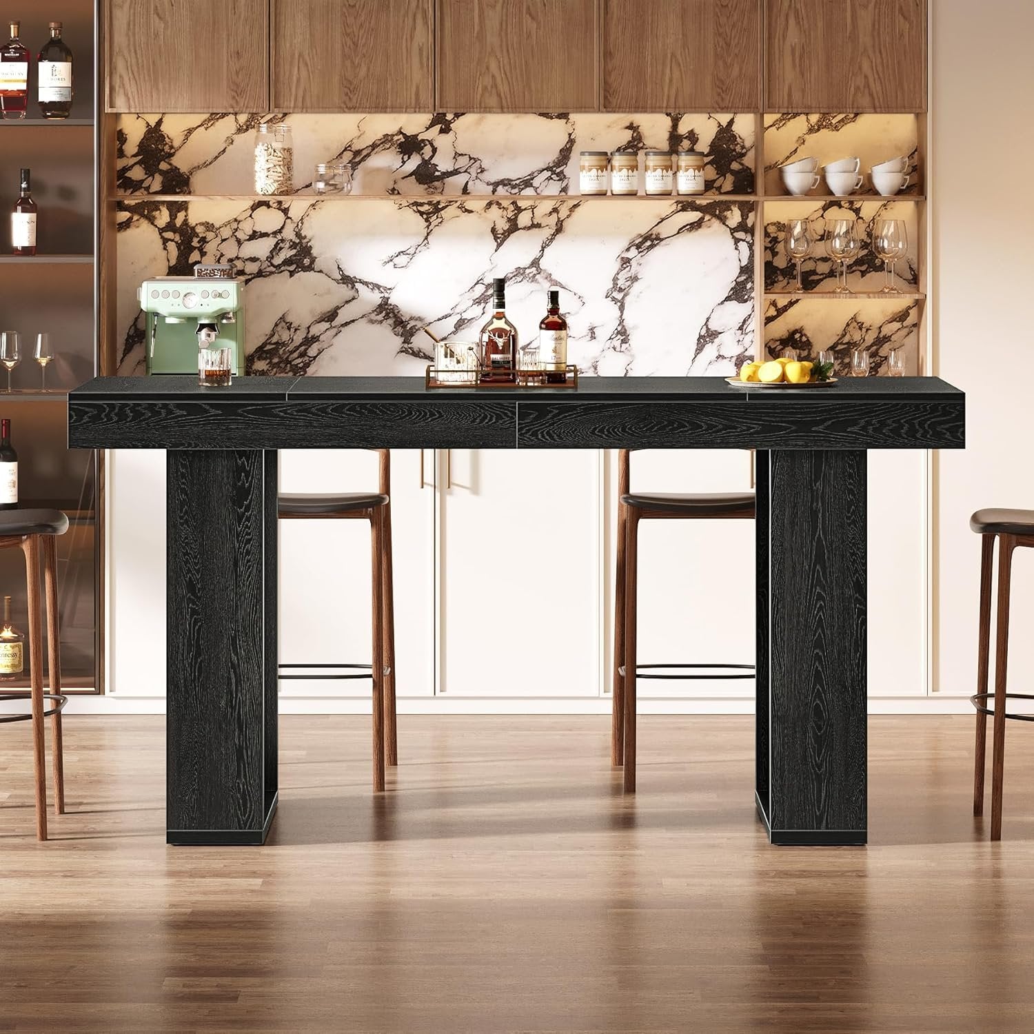 Tribesigns Mesa de bar larga de 180 cm, Mesa alta moderna para encimera Encimera de cocina rectangular con patas robustas
