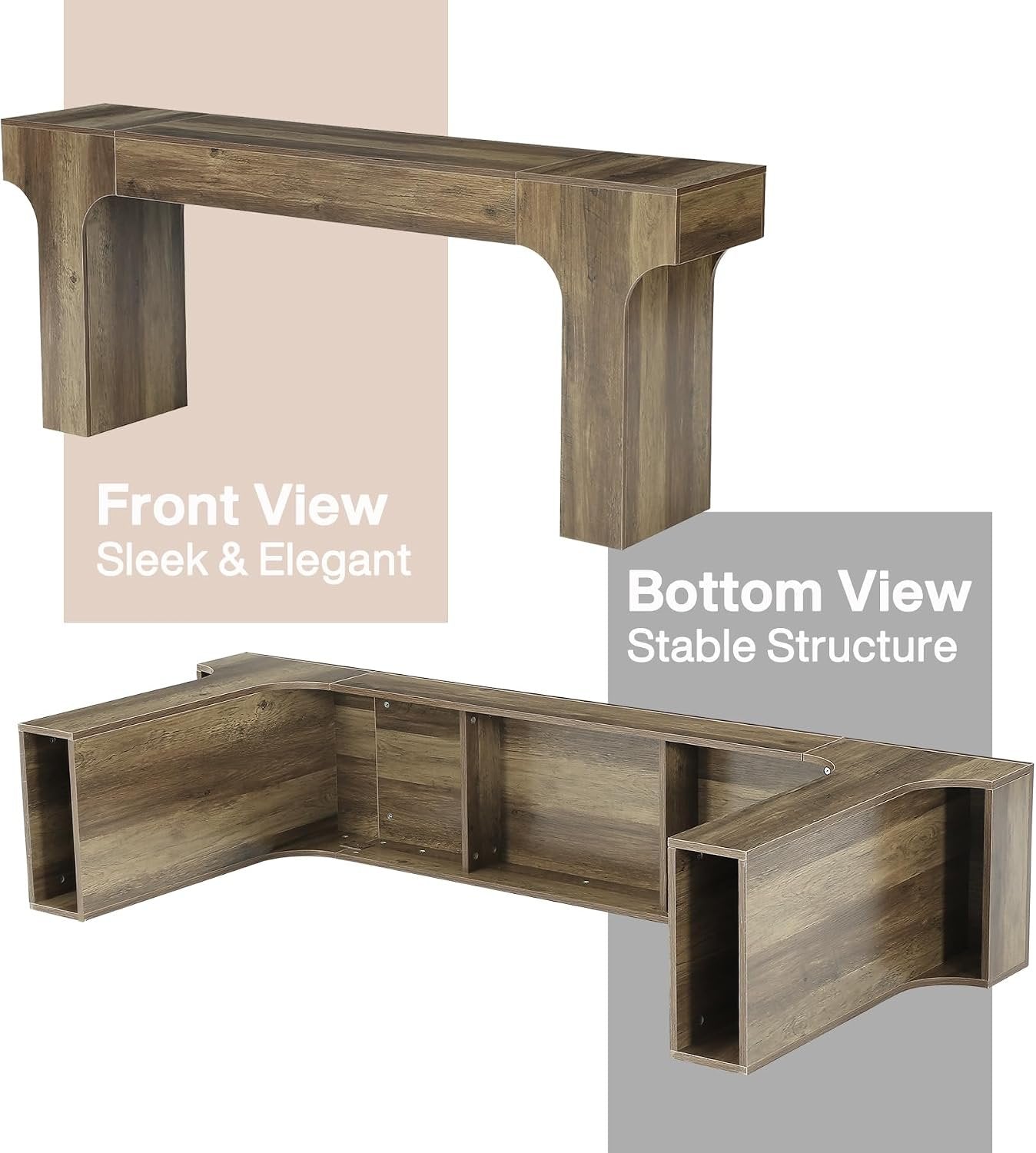 Tribesigns Mesa consola extralarga de 200 cm, diseño arqueado, marrón, Estilo campestre