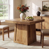 Tribesigns Mesa de comedor cuadrada de 80 × 80 cm, Mesa de cocina de estilo rústico con estructura trapezoidal 3