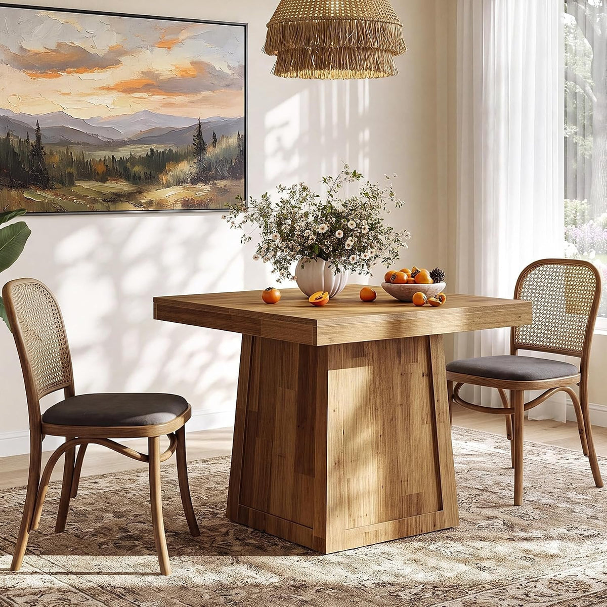Tribesigns Mesa de comedor cuadrada de 80 × 80 cm, Mesa de cocina de estilo rústico con estructura trapezoidal
