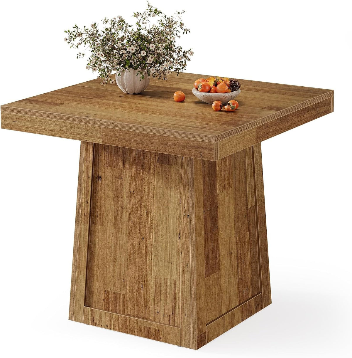 Tribesigns Mesa de comedor cuadrada de 80 × 80 cm, Mesa de cocina de estilo rústico con estructura trapezoidal