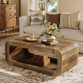 Tribesigns Mesa de centro de 120 cm con almacenamiento abierto, Mesa rectangular de madera para sala de estar 3