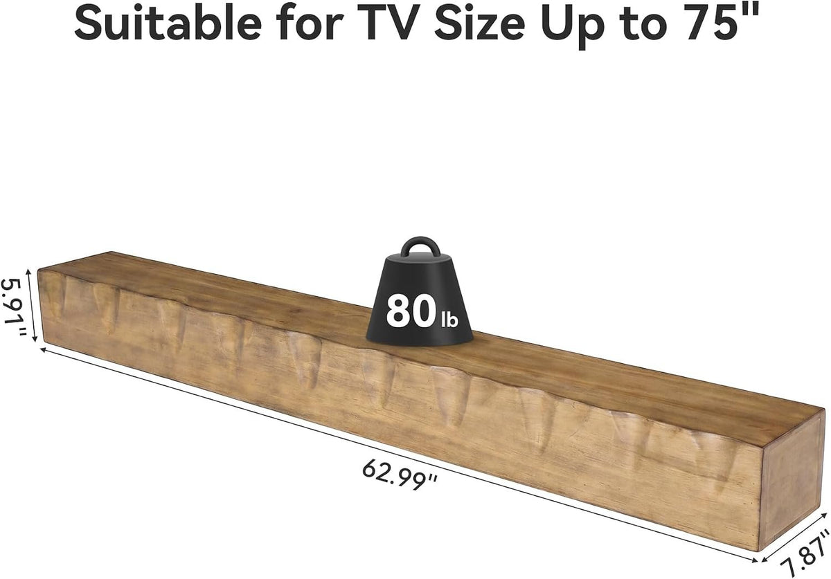 Tribesigns Mueble de TV flotante de 160 cm en madera maciza para televisores de hasta 75 pulgadas