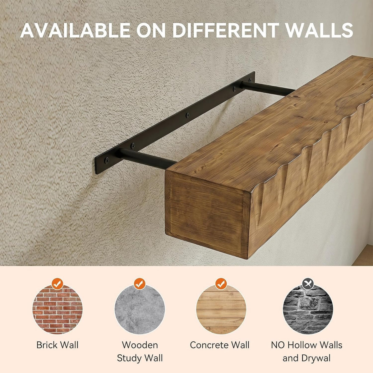 Tribesigns Mueble de TV flotante de 160 cm en madera maciza para televisores de hasta 75 pulgadas