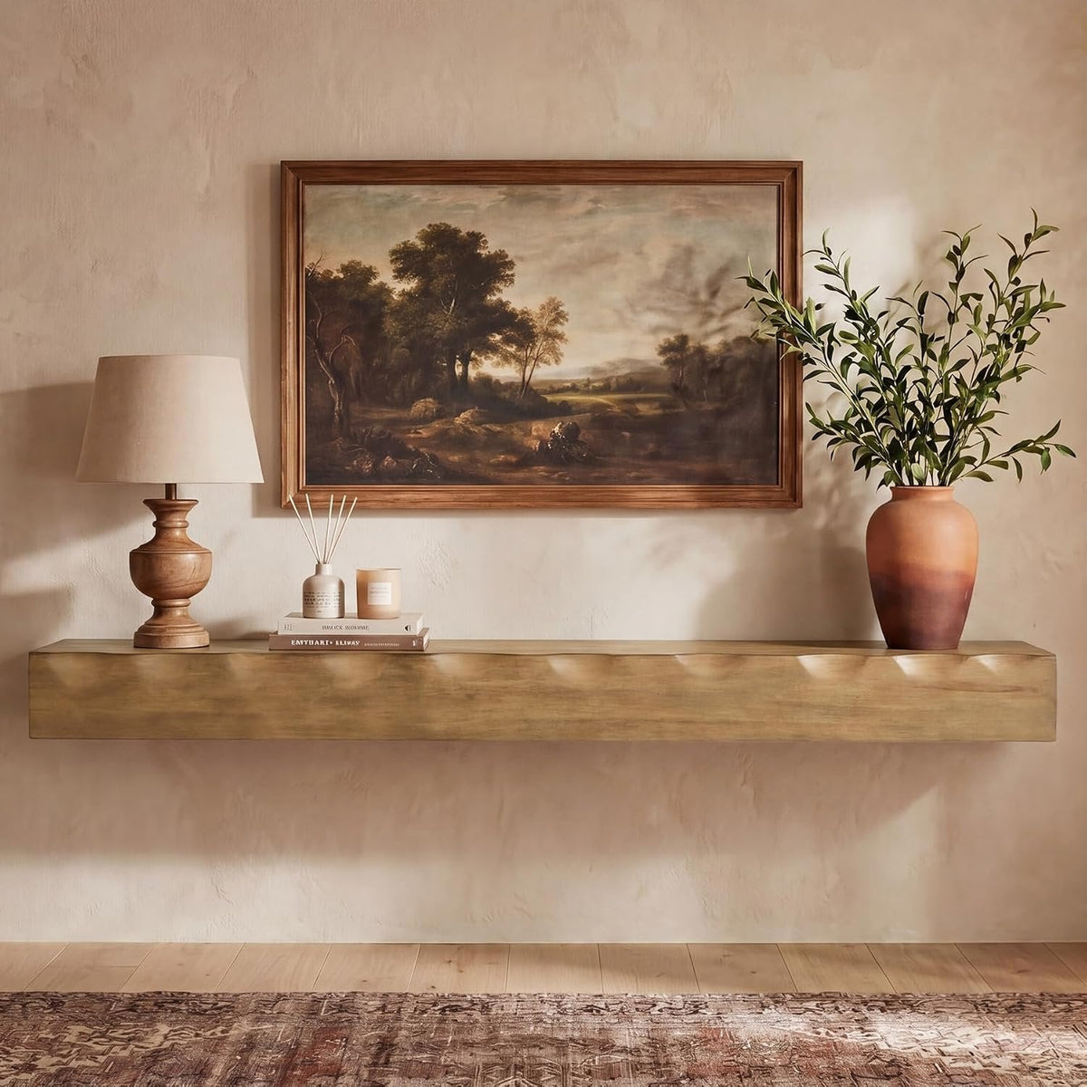 Tribesigns Mueble de TV flotante de 160 cm en madera maciza para televisores de hasta 75 pulgadas