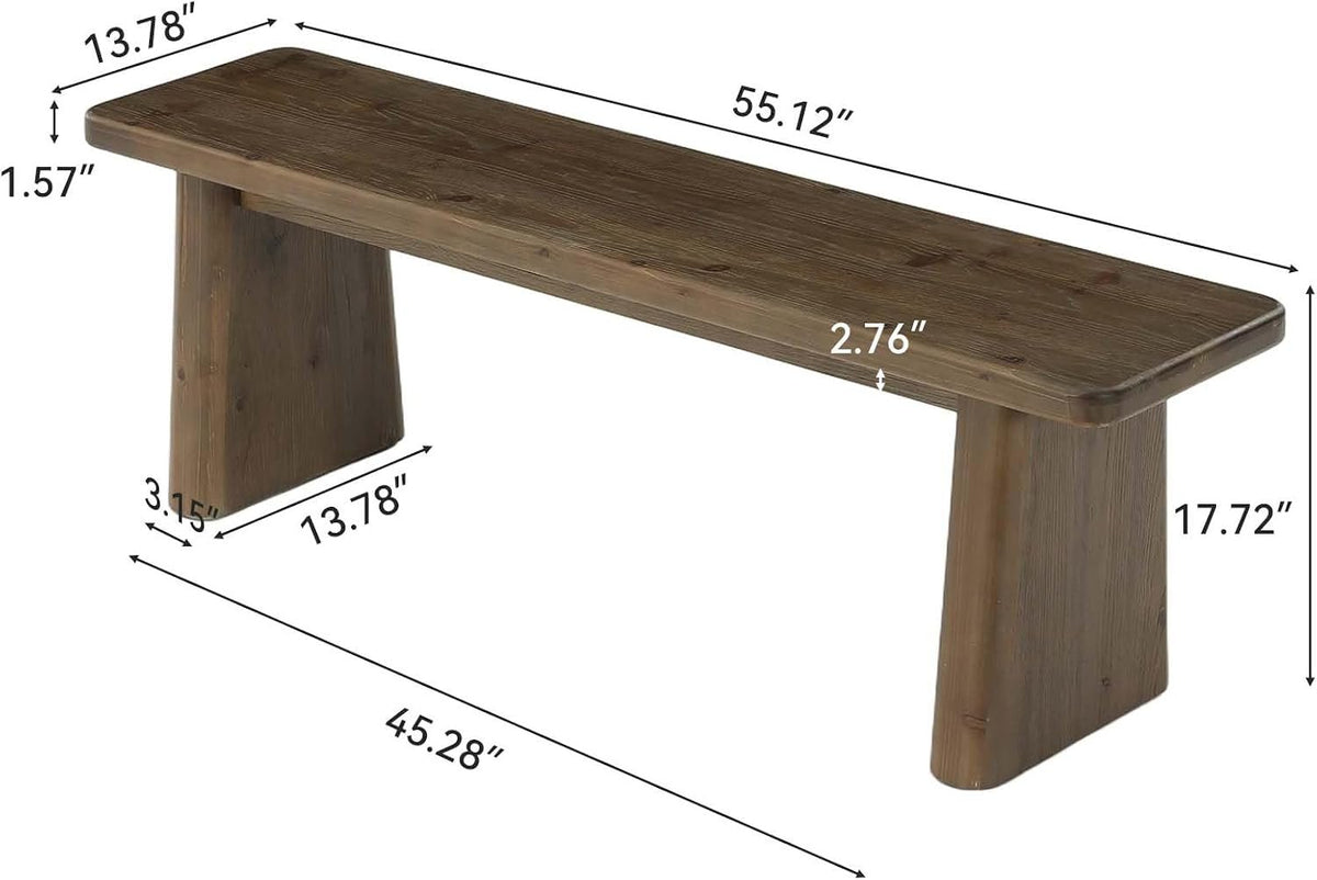 Tribesigns Banco zapatero de 140 cm de madera maciza, Banco de estilo rústico para 2-3 personas