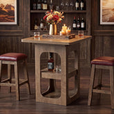 Tribesigns Mesa alta cuadrada de madera de 80 cm con 3 estantes, Ideal para cocina, bar, comedor, bistró, espacios pequeños y apartamentos 3