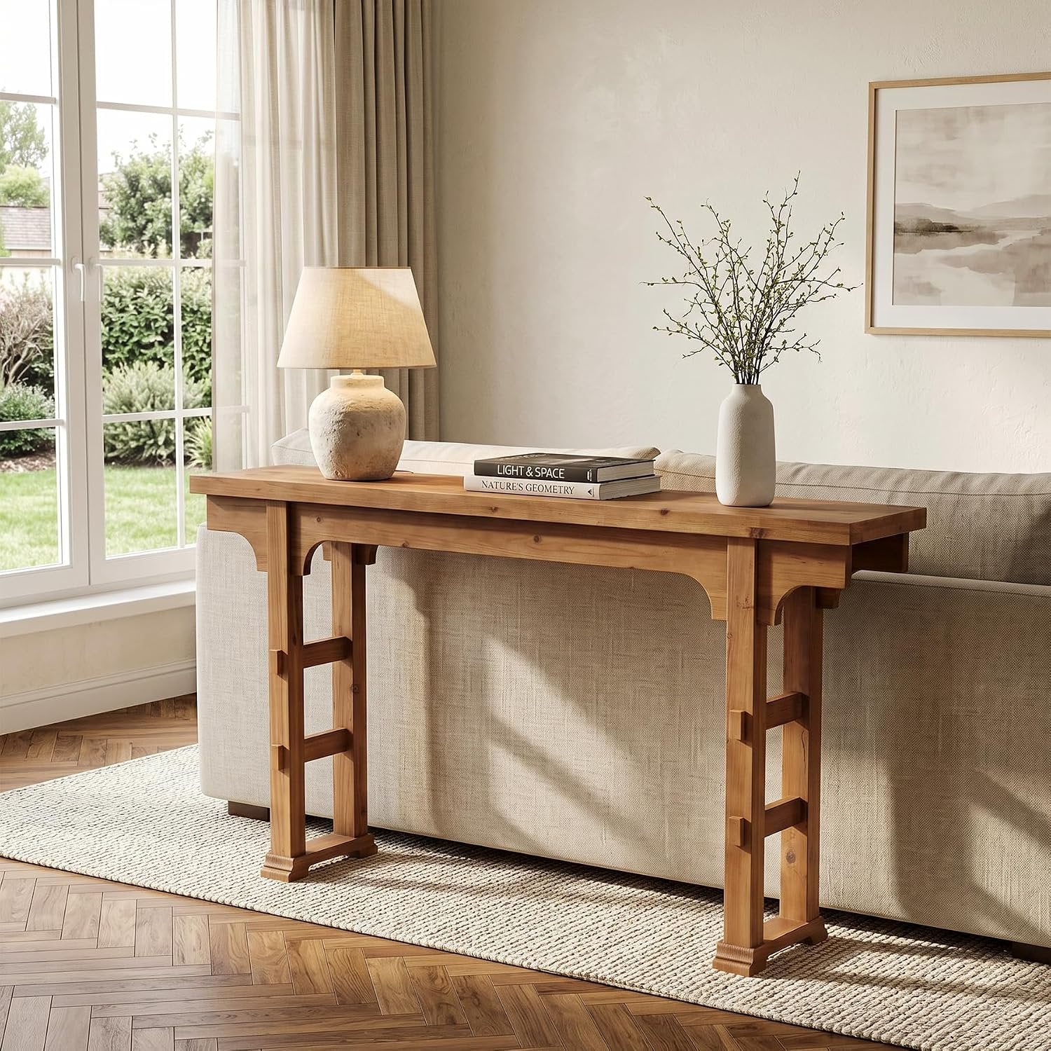 Tribesigns Mesa consola de madera – 160 x 30 x 85 cm, Mesa de recibidor mesa auxiliar o mesa de sofá vintage para espacios pequeños, entrada, pasillo o sala de estar