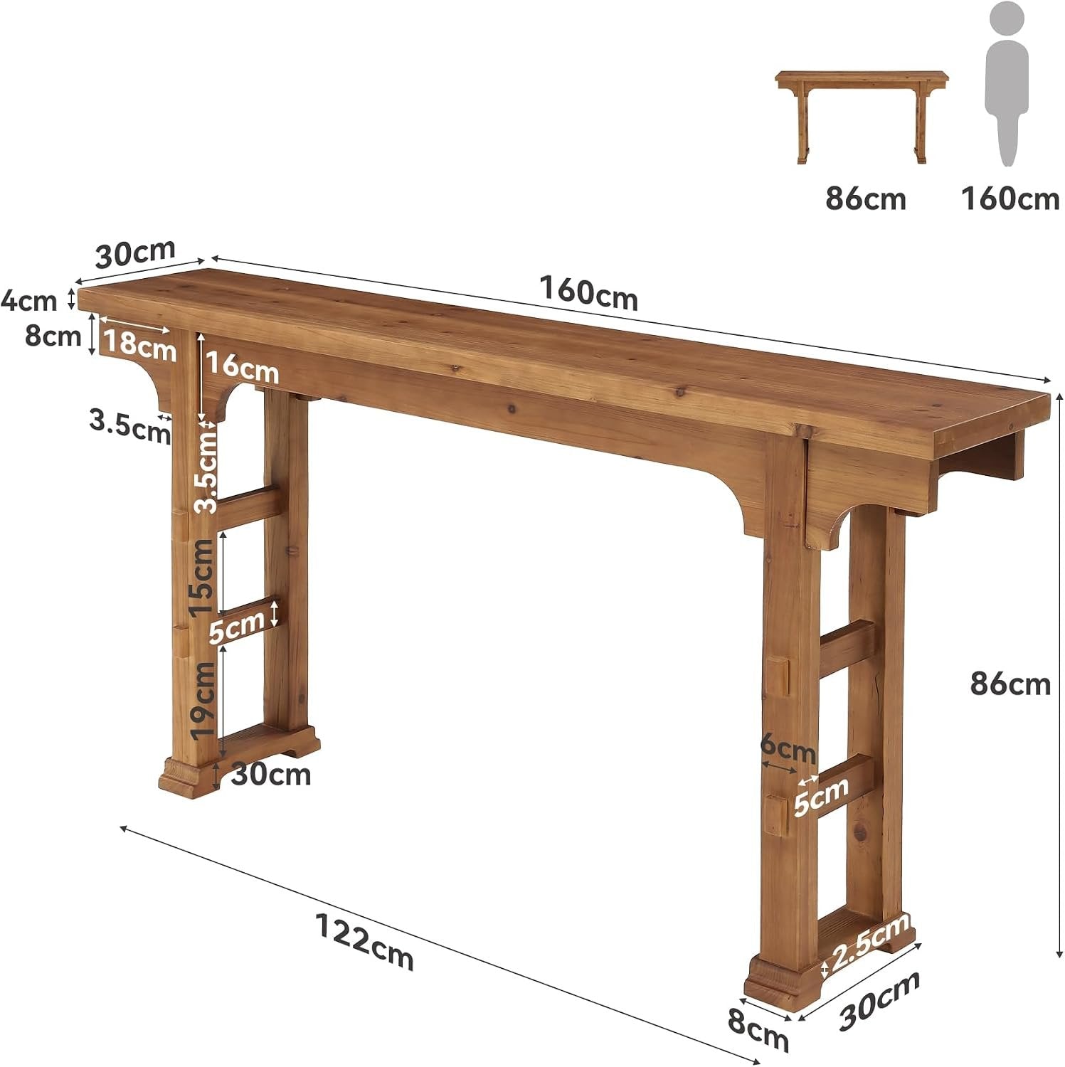 Tribesigns Mesa consola de madera – 160 x 30 x 85 cm, Mesa de recibidor mesa auxiliar o mesa de sofá vintage para espacios pequeños, entrada, pasillo o sala de estar