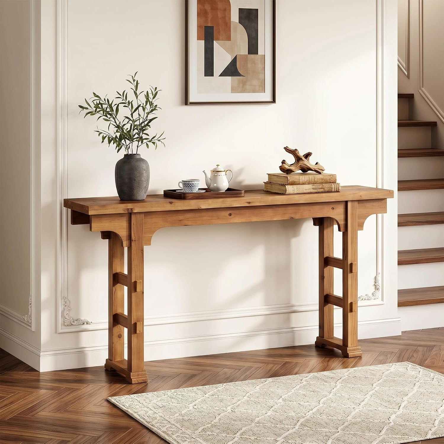 Tribesigns Mesa consola de madera – 160 x 30 x 85 cm, Mesa de recibidor mesa auxiliar o mesa de sofá vintage para espacios pequeños, entrada, pasillo o sala de estar