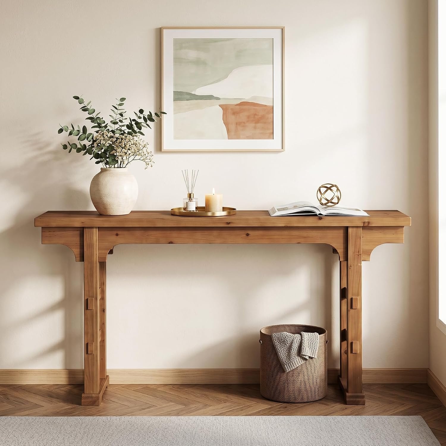 Tribesigns Mesa consola de madera – 160 x 30 x 85 cm, Mesa de recibidor mesa auxiliar o mesa de sofá vintage para espacios pequeños, entrada, pasillo o sala de estar