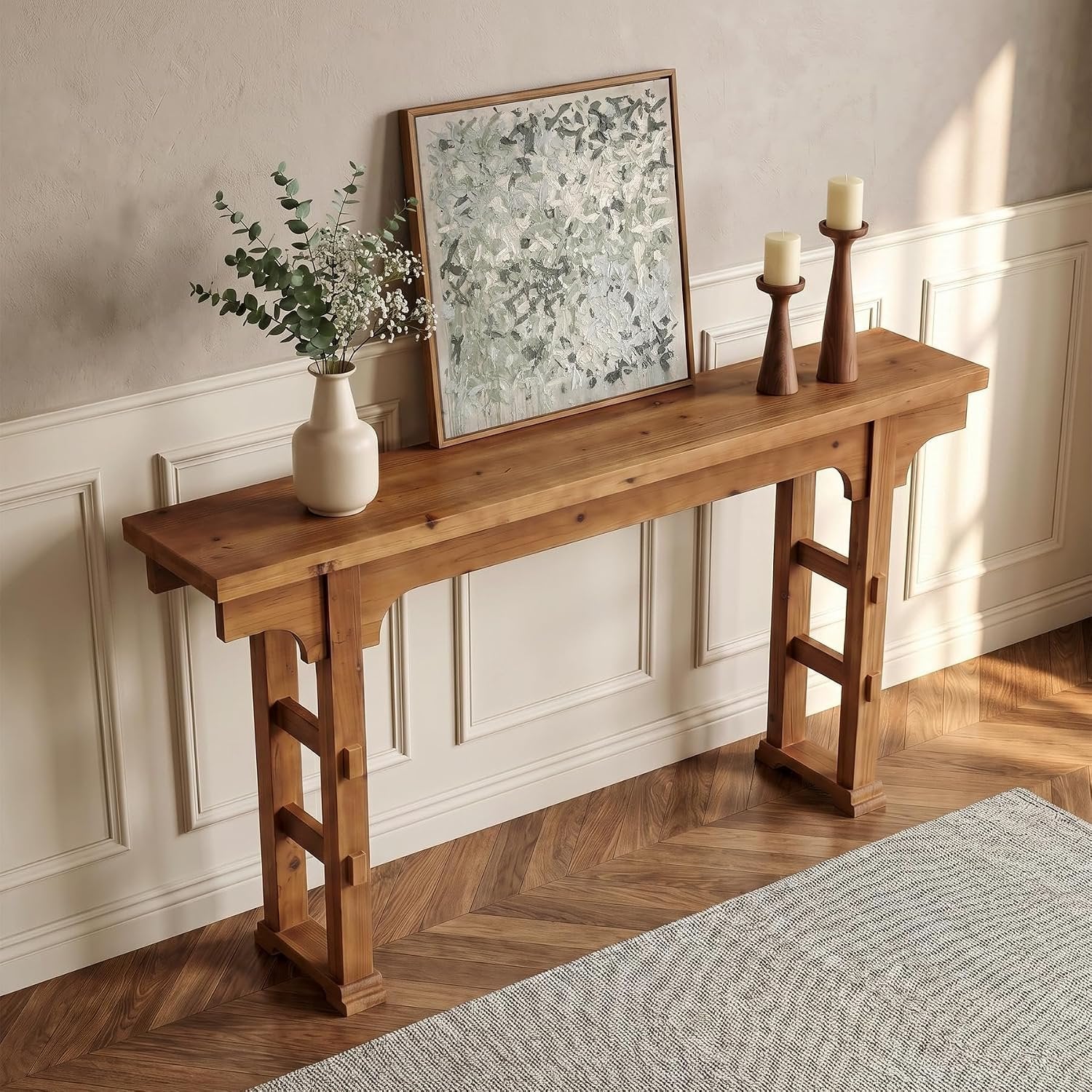 Tribesigns Mesa consola de madera – 160 x 30 x 85 cm, Mesa de recibidor mesa auxiliar o mesa de sofá vintage para espacios pequeños, entrada, pasillo o sala de estar