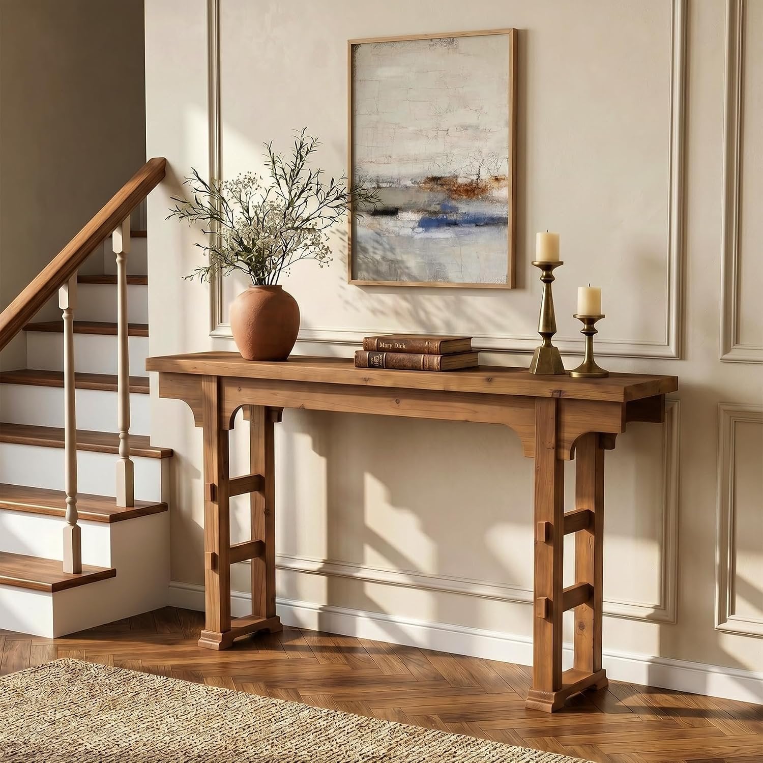 Tribesigns Mesa consola de madera – 160 x 30 x 85 cm, Mesa de recibidor mesa auxiliar o mesa de sofá vintage para espacios pequeños, entrada, pasillo o sala de estar