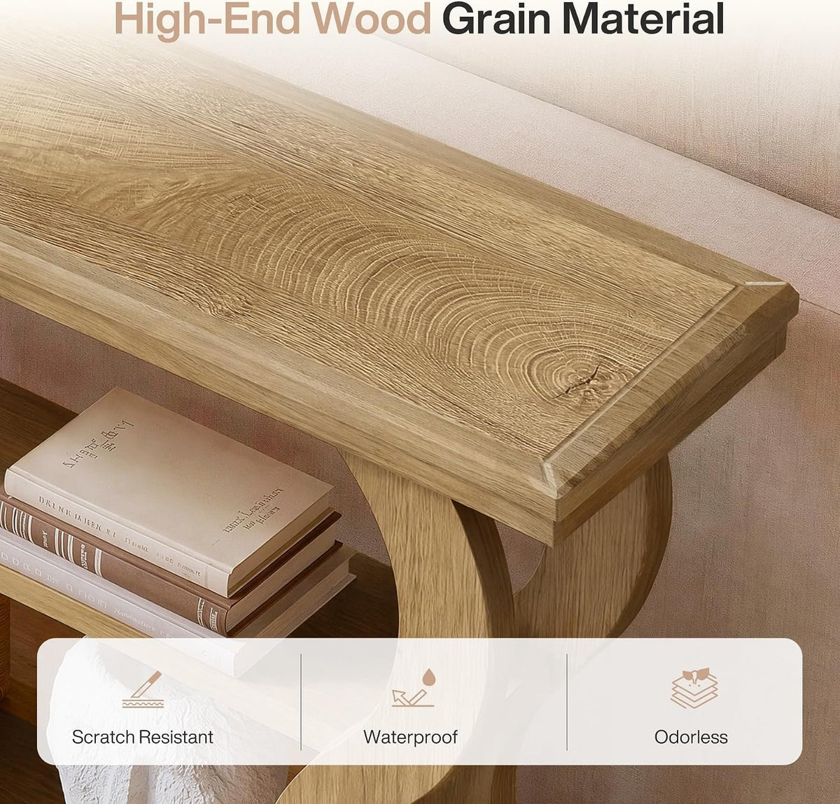 Tribesigns Mesa consola de 140 cm con 3 estantes, Estrecha para colocar detrás del sofá Estilo rústico moderno, ideal para salón, pasillo y recibidor