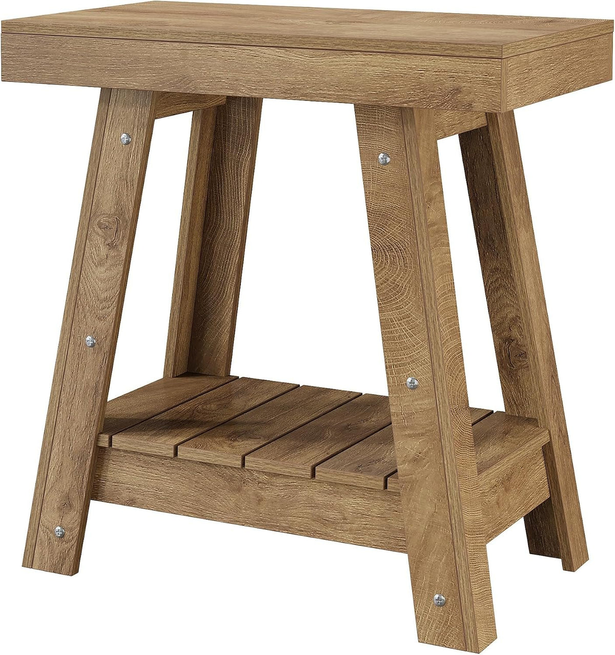 Tribesigns Mesa auxiliar de madera con 2 estantes Mesa auxiliar estrecha de estilo rústico Mesita de noche y mesa de sofá