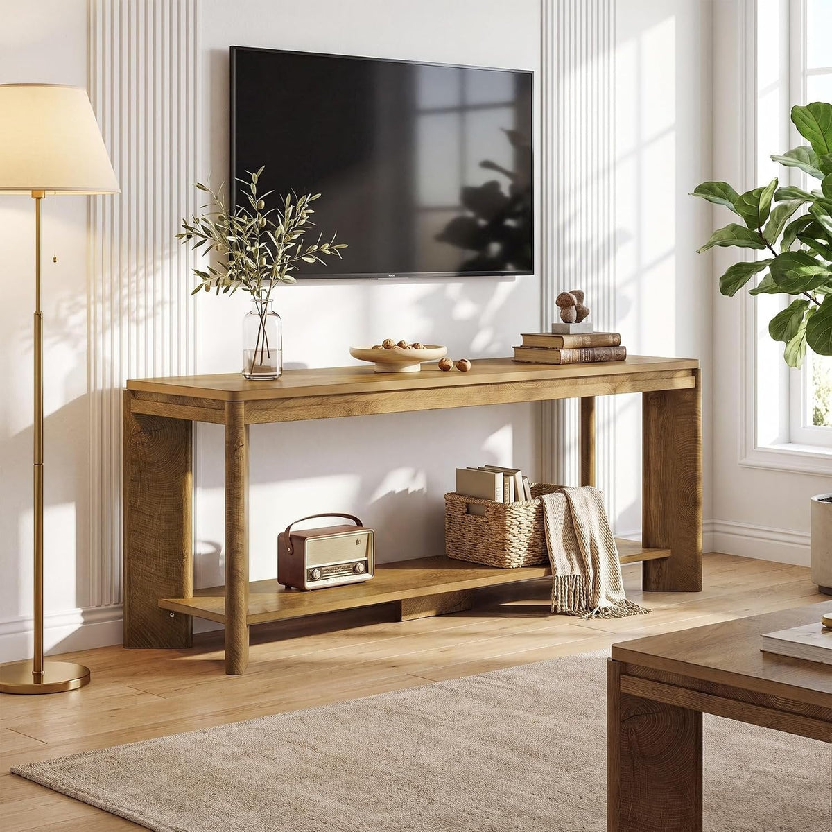 Tribesigns Mueble bajo para TV de 160 cm para televisores de 55 a 70 pulgadas, Estilo rústico con estante