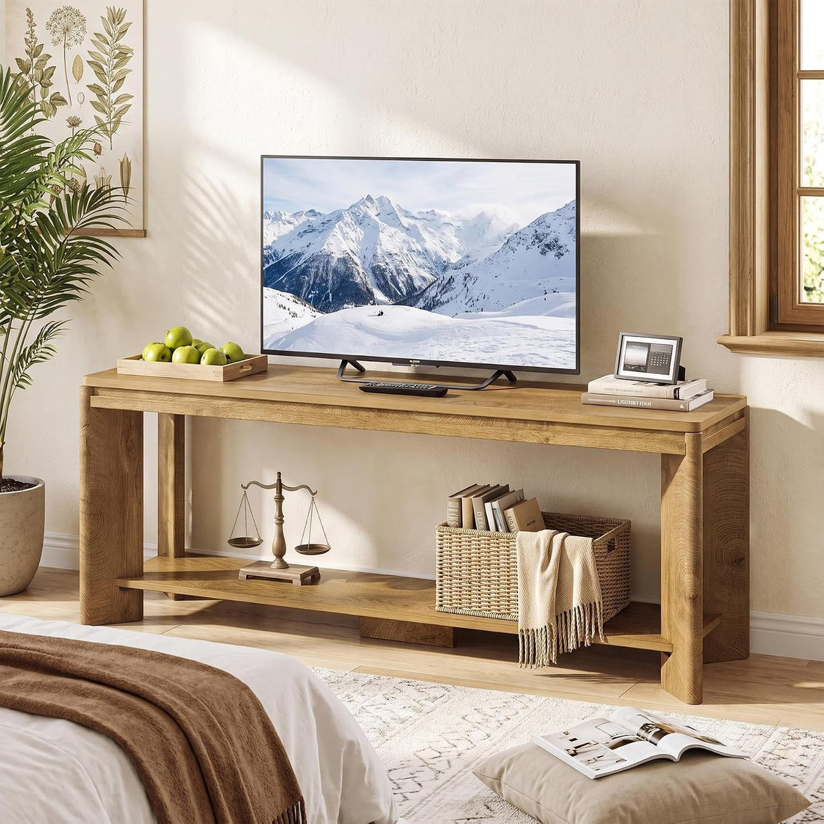 Tribesigns Mueble bajo para TV de 160 cm para televisores de 55 a 70 pulgadas, Estilo rústico con estante